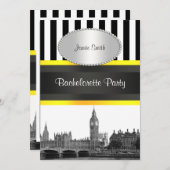 ロンドンスカイラインBW Blk Wht Strp Ylo Pバチェロレッテ 招待状 (正面/裏面)