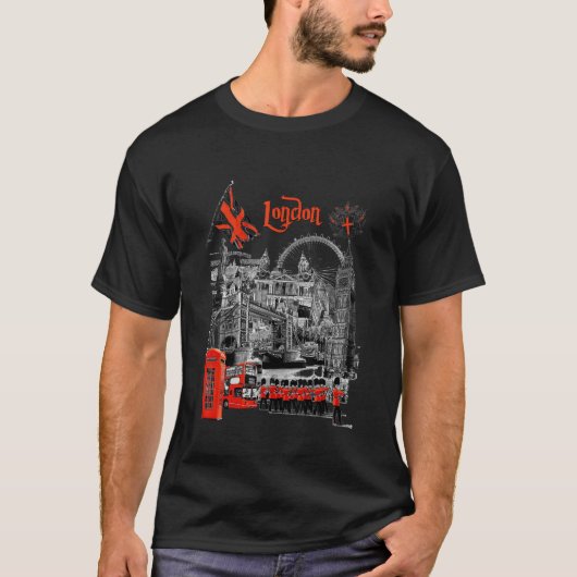 ロンドンスプラッシュ図解入りの、写真付きの Tシャツ (正面)