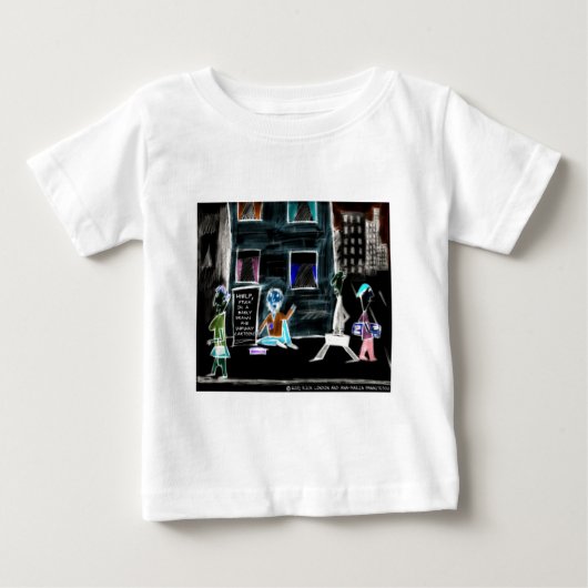ロンドンタイムズの漫画Tシャツ ベビーTシャツ (正面)