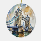 ロンドンタワーブリッジウォーターカラー セラミックオーナメント (左)