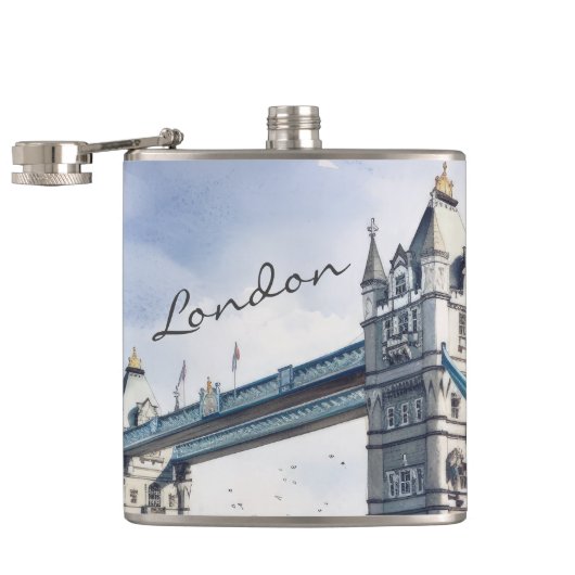 ロンドンタワーブリッジトラベルウォーター色 フラスク (オープン)