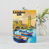 ロンドンタワー・ブリッジ空白水彩画ポスト サンキューカード (スタンド正面)
