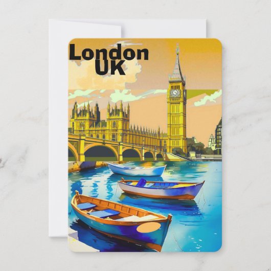 ロンドンタワー・ブリッジ空白水彩画ポスト サンキューカード (正面)
