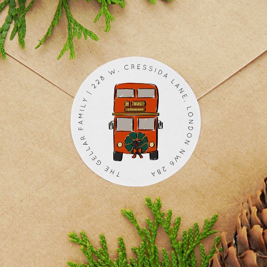 ロンドンダブルデッカーバスクリスマス差出人住所 ラウンドシール