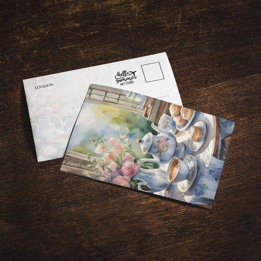 ロンドンティータイムウォーターカラーポストカード 招待状