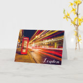 ロンドンテレフォンブースバスシティ通りアットナイト カード (黄色い花)