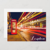 ロンドンテレフォンブースバスシティ通りアットナイト ポストカード (正面/裏面)