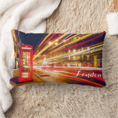 ロンドンテレフォンブースバスシティ通りアットナイト ランバークッション (ブランケット)