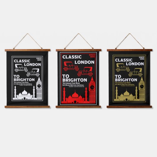 ロンドントゥブライトン退役軍人走車 吊り下げ型タペストリー (トリプル)