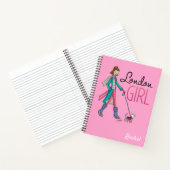 ロンドントラベルガールファッションイラストレーションパーソナル ノートブック (内部)