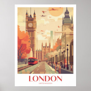 ロンドントラベルプリントウォールアート ポスター