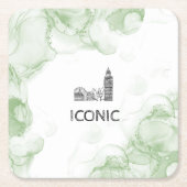 ロンドントーン水色 スクエアペーパーコースター (正面)