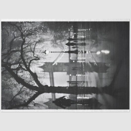 ロンドンナイトショット通り白黒デクページ 薄葉紙 (正面)