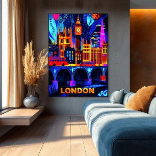 ロンドンネオンナイト鮮やか- Cityscape Art ポスター