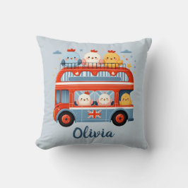 ロンドンバスの可愛い鶏と雛 クッション