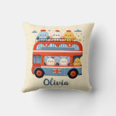 ロンドンバスの可愛い鶏と雛 クッション (裏面)