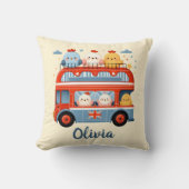 ロンドンバスの可愛い鶏と雛 クッション (正面)