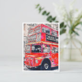 ロンドンバスヴィンテージ旅行水の色 ポストカード (スタンド正面)