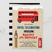 ロンドンバス誕生日テーマ招待状 招待状 (正面/裏面)