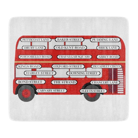 ロンドンバス&有名な通り名 カッティングボード (正面)