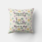 ロンドンパーソナライズされたスカイラインウィズパステル水玉模様 クッション (裏面)