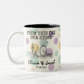 ロンドンパーソナライズされたストーリーラインアートランドマーク ツートーンマグカップ (左)