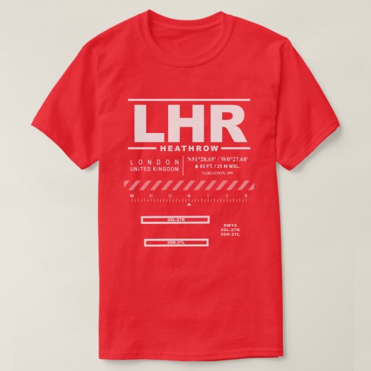 ロンドンヒースローエアポートLHRティーシャツ Tシャツ (デザイン正面)