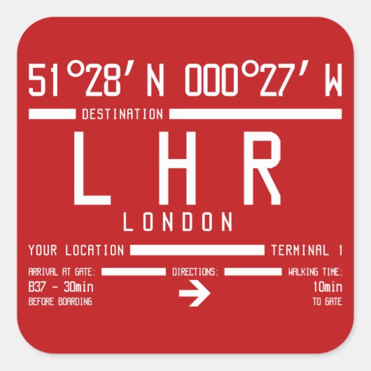 ロンドンヒースローLHR IATA国際的空港 スクエアシール (正面)