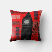 ロンドンビッグベンの赤の装飾用クッション クッション (裏面)