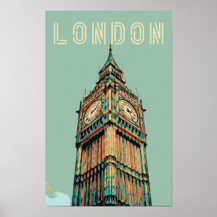 ロンドンビッグベンイラストレーションはがき ポスター