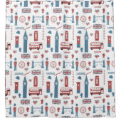 ロンドンビッグベンイングランド国旗 シャワーカーテン (正面)