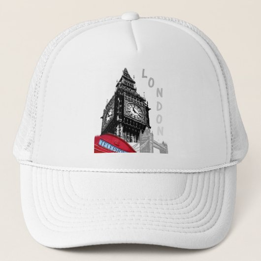 ロンドンビッグベンクロックタワーレッドテレフォンボックス キャップ (正面)