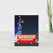 ロンドンビッグベンダブルデッカーバスメリークリスマス カード (正面)