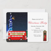 ロンドンビッグベンダブルデッカーバスメリークリスマス 招待状 (正面)