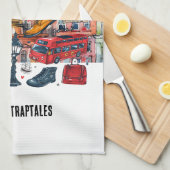 ロンドンビッグベンダブルデッキバスウェストミンスター観光客 キッチンタオル (四つ折り)