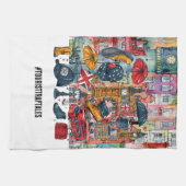 ロンドンビッグベンダブルデッキバスウェストミンスター観光客 キッチンタオル (横)