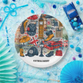 ロンドンビッグベンダブルデッキバスウェストミンスター観光客 ペーパープレート (パーティー)