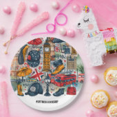 ロンドンビッグベンダブルデッキバスウェストミンスター観光客 ペーパープレート (パーティー)