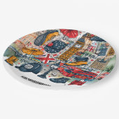 ロンドンビッグベンダブルデッキバスウェストミンスター観光客 ペーパープレート (アングル)