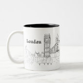 ロンドンビッグベンバケーションスケッチバケーションアートトラーブ ツートーンマグカップ (左)