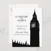 ロンドンビッグベンモダンウェディング日付を保存 案内ポストカード (正面/裏面)