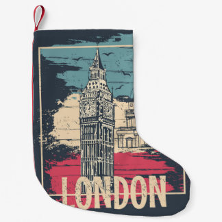 ロンドンビッグベン：タイポグラフィポスター スモールクリスマスストッキング