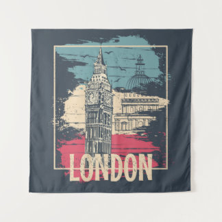 ロンドンビッグベン：タイポグラフィポスター タペストリー