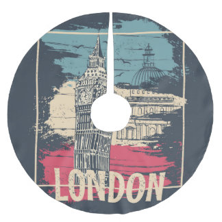 ロンドンビッグベン：タイポグラフィポスター ブラッシュドポリエステルツリースカート