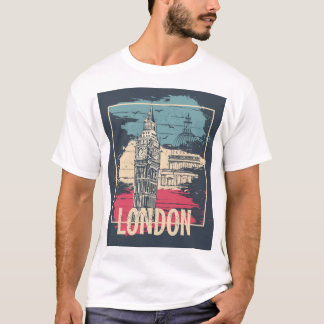 ロンドンビッグベン：タイポグラフィポスター Tシャツ