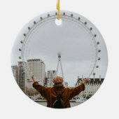 ロンドンブラックキャブクリスマスツリーのタクシー写真 セラミックオーナメント (裏面)