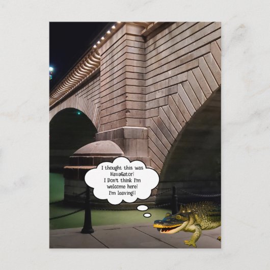 ロンドンブリッジで泳いでいるワニ ポストカード (正面)