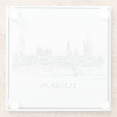 ロンドンブリッジとビッグベンの象徴的なロンドンスカイライン ガラスコースター (裏面)