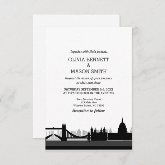 ロンドンブリッジシティスケープ結婚式招待状 招待状 (正面/裏面)