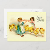 ロンドンブリッジハッピーイースターカワイイヴィンテージ シーズンポストカード (正面/裏面)